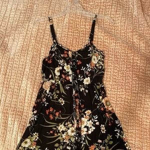 Black floral spaghetti strap dress. Size small.